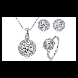 Cubic Zirconia Halo set (3-pieces) NWOT